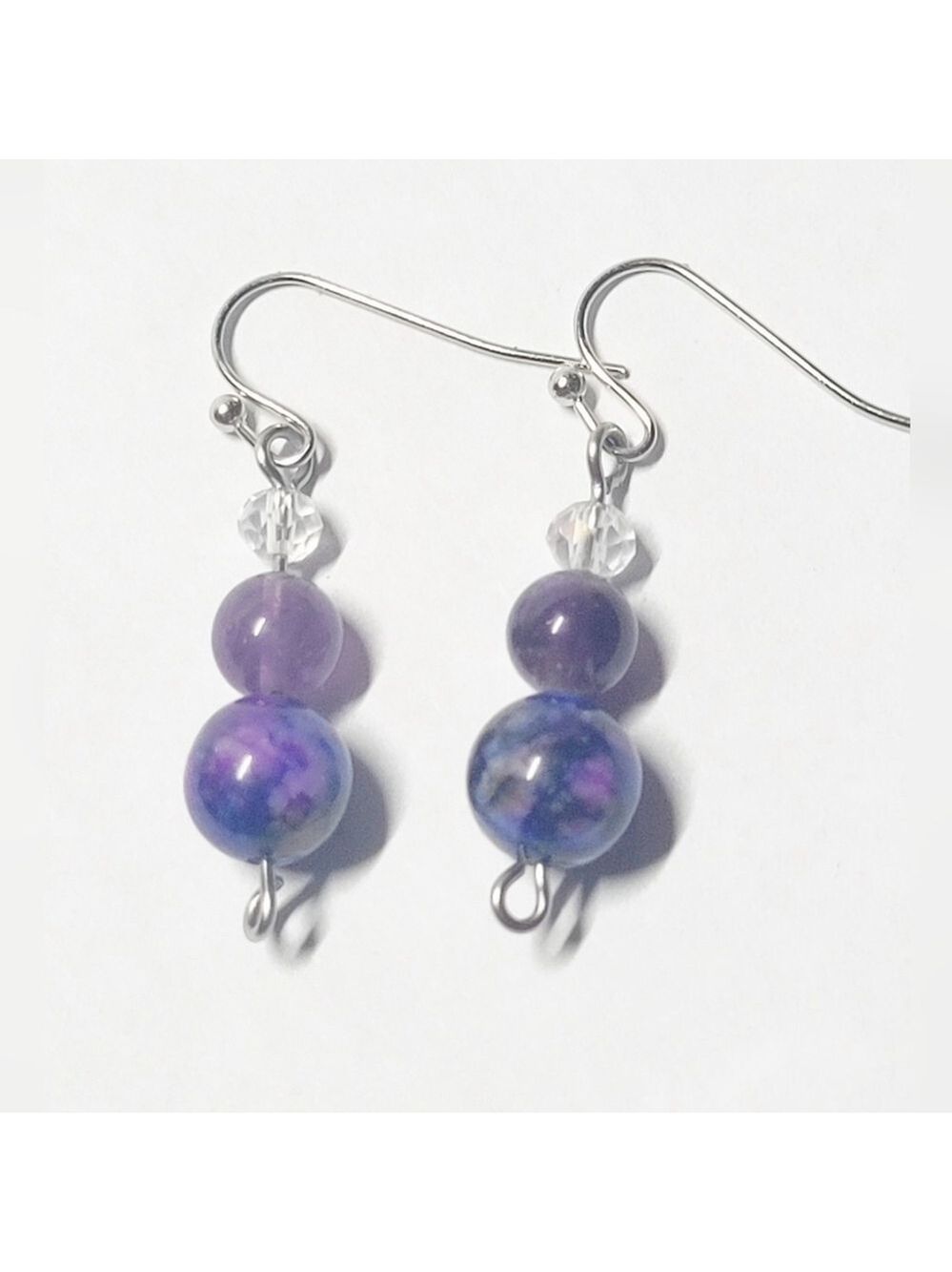 Natural Gemstone Sugilite Amethyst Beaded Drop Earrings